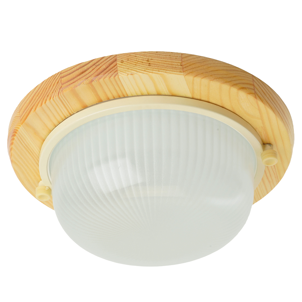 Светильник накладной IP54 , 220V 60Вт  Е27,дерево,клен, круг НБО 03-60-011, 11569