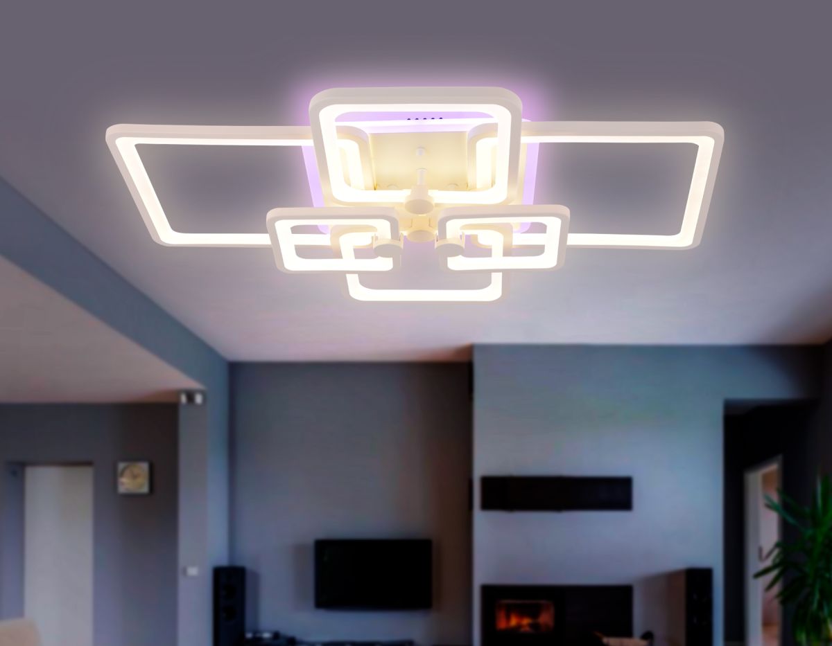 Потолочный светодиодный светильник с пультом FA5306/4+2 WH белый 176W 800*550*140 (ПДУ РАДИО 2.4G)