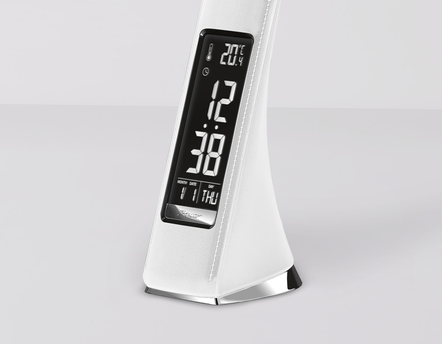 Светодиодная настольная лампа с дисплеем DE508 WH белый LED 3000-6400K 6W+LCD 2W