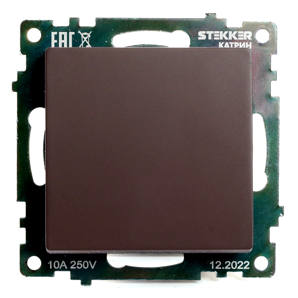 Выключатель 1-клавишный (механизм) 250В, 10А, серия Катрин, шоколад, GLS10-7103-04