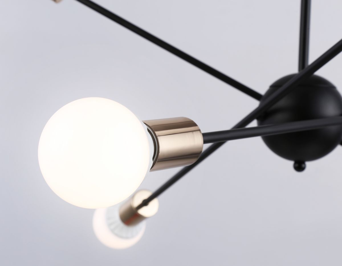 Подвесной светильник в стиле лофт TR80435/6 BK/GD черный/золото E27/6 max 60W D950*730