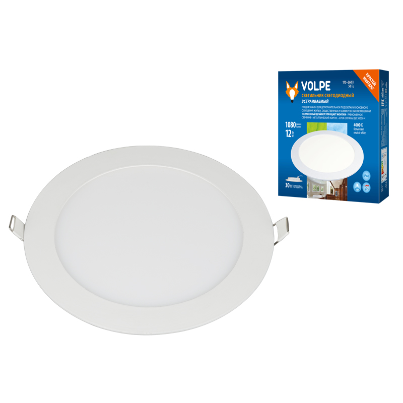 ULM-Q236 12W/4000K WHITE Светильник светодиодный встраиваемый. Белый свет (4000К). Корпус белый. ТМ