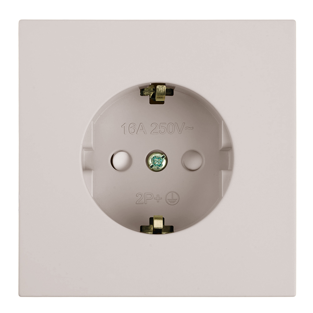 Розетка 1-местная с защитной шторкой с/з (механизм), 250В, 16А, серия Мия, RST16-3110-08, пудровый ж