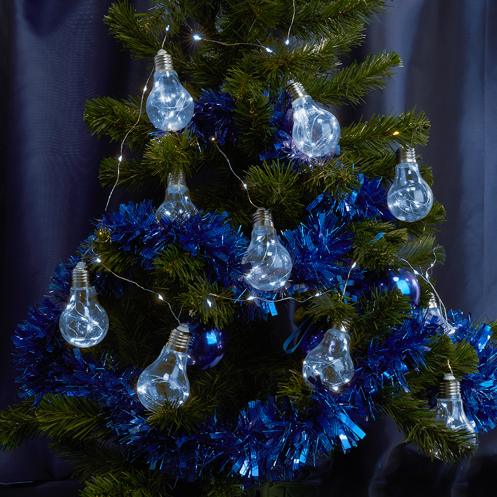 Гирлянда "лампочки", 100 LED, 3м, 5000K, 10 подвесов, батарейки 3*AA, IP20, CL580