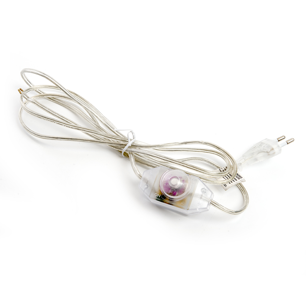 Сетевой шнур с диммером 230V 1,5+0,5м,  прозрачный, DM103-200W
