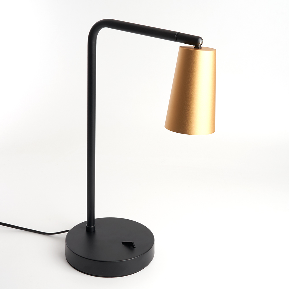 Светильник настольный под лампу E27, max 35W, 230V , золото и черный, DE365