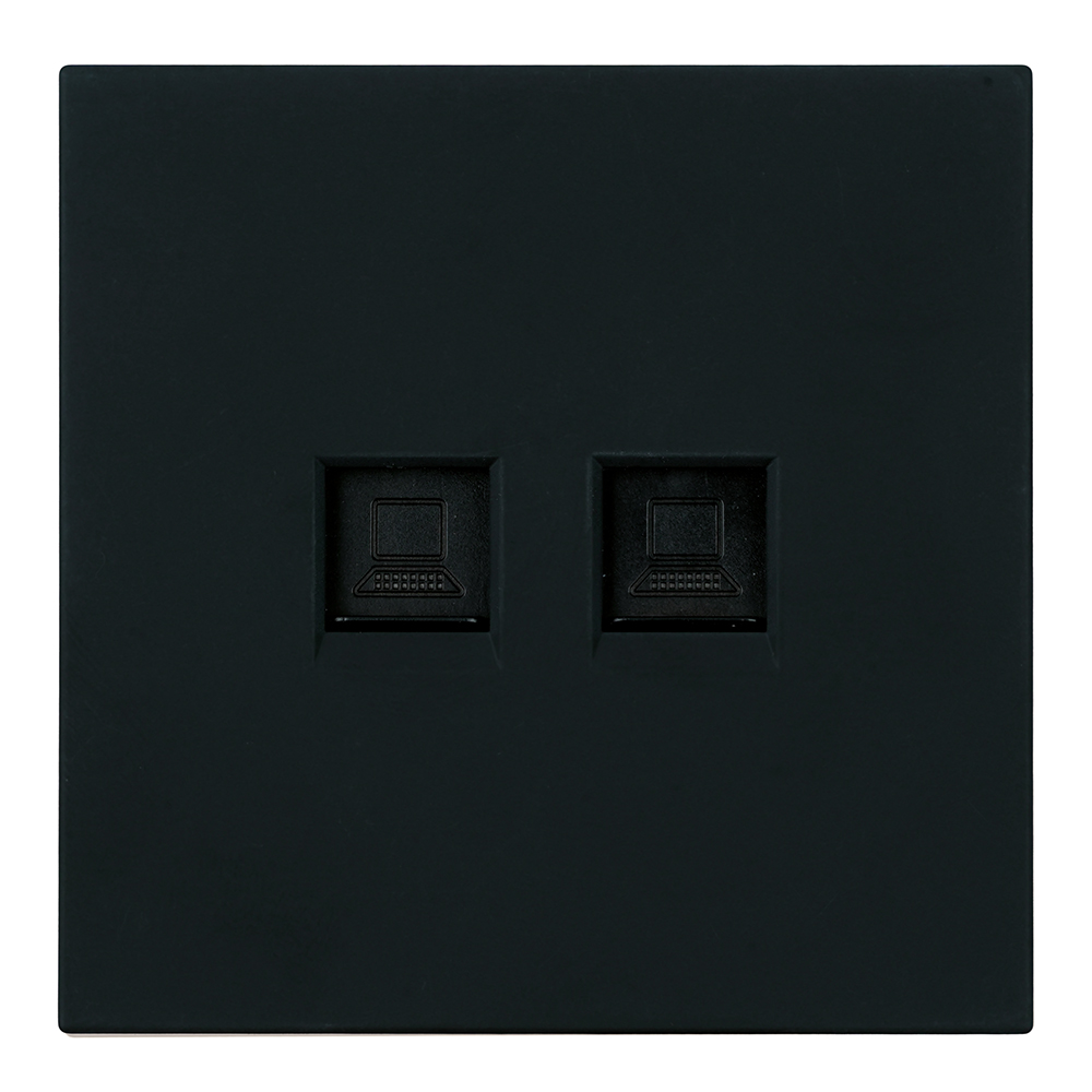 Розетка компьютерная 2-местная RJ-45 (механизм), серия Мия, RST00-3111-05, черный бархат