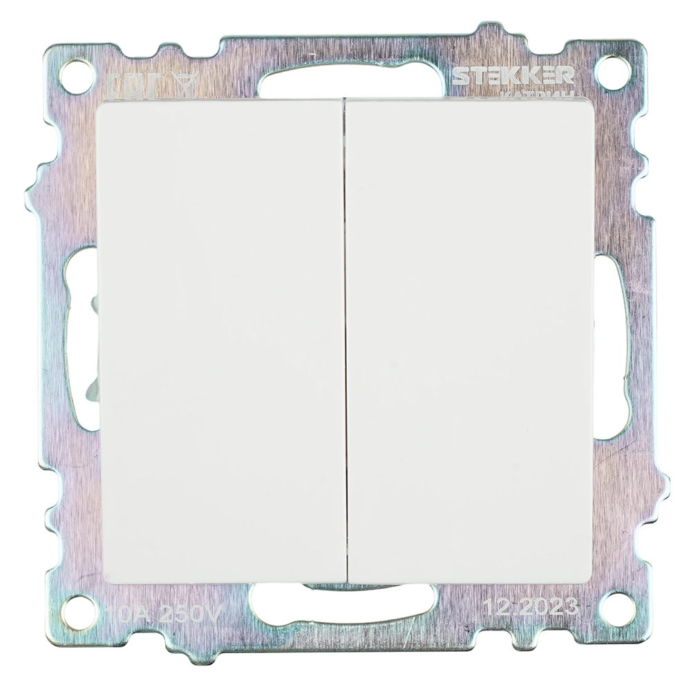 Переключатель 1-клавишный (механизм), STEKKER GLS10-7107-01 , 250V, 10А, серия Катрин, белый