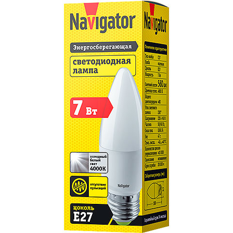 Лампа Navigator : 82 519 NLLB-C37-7-230-4K-E27-FR