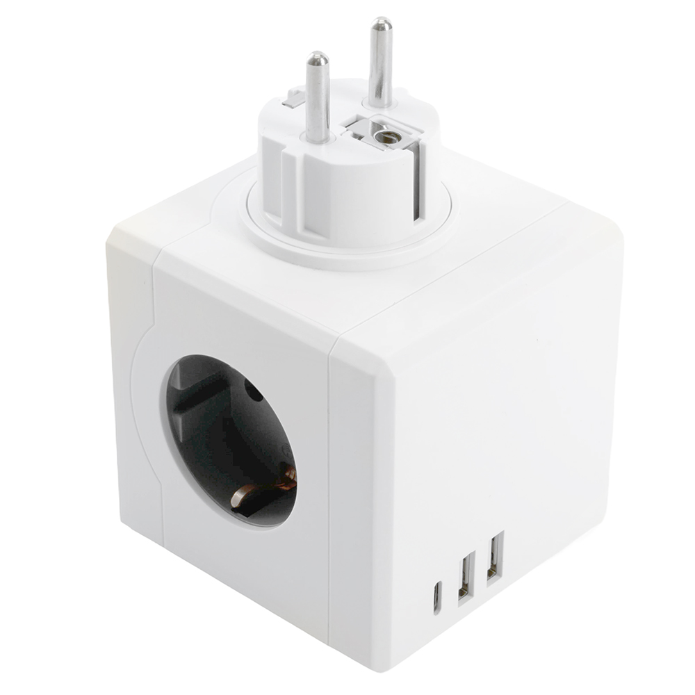 ADP16-33-21 STEKKER Разветвитель сетевой 3-х местный, 250В,16A, 2хUSB A+Type C, белый