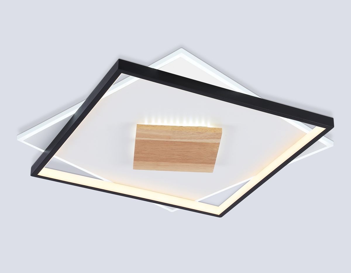 Светильник светодиодный потолочный FL4791 WH/BK/WD белый/черный/дерево 77W 3000-6000K 515*515*50 (бе