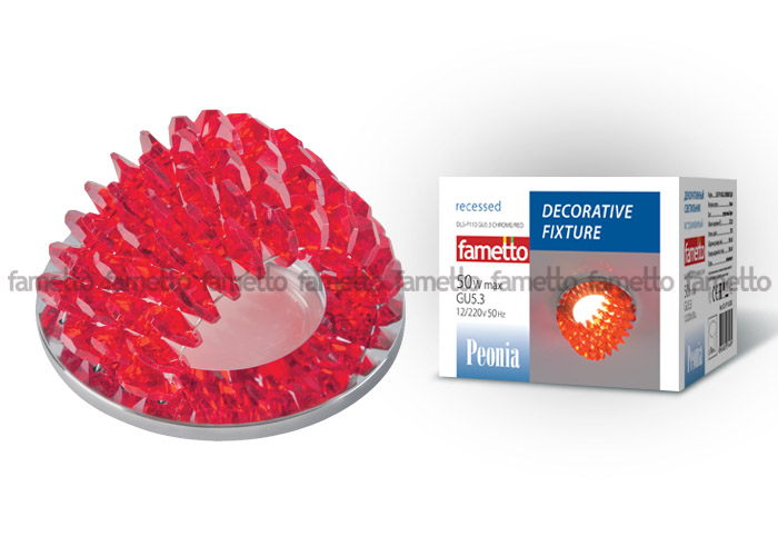 DLS-P110 GU5.3 CHROME/RED Светильник декоративный встраиваемый ТМ "Fametto", серия "Peonia". Без лам