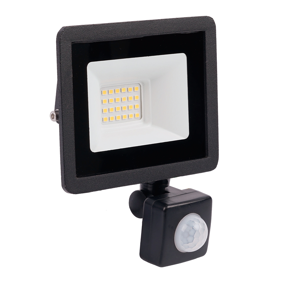 Прожектор светодиодный : с встроенным датчиком 2835SMD, 30W 6400K  AC220V/50Hz IP65, черный в компактном корпусе, SFL80-30