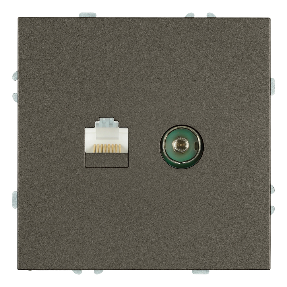 Розетка TV + компьютерная RJ-45 (механизм), серия Эмили, RST00-5106-09, антрацит, soft touch