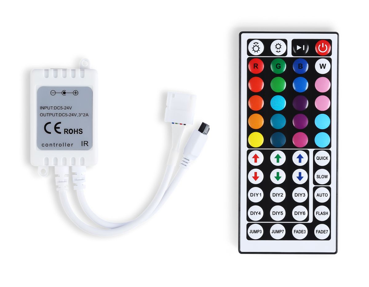 Контроллер для светодиодных лент RGB с инфракрасным пультом 6A 12V 72W/ 24V 144W GS11251 (CR2025)