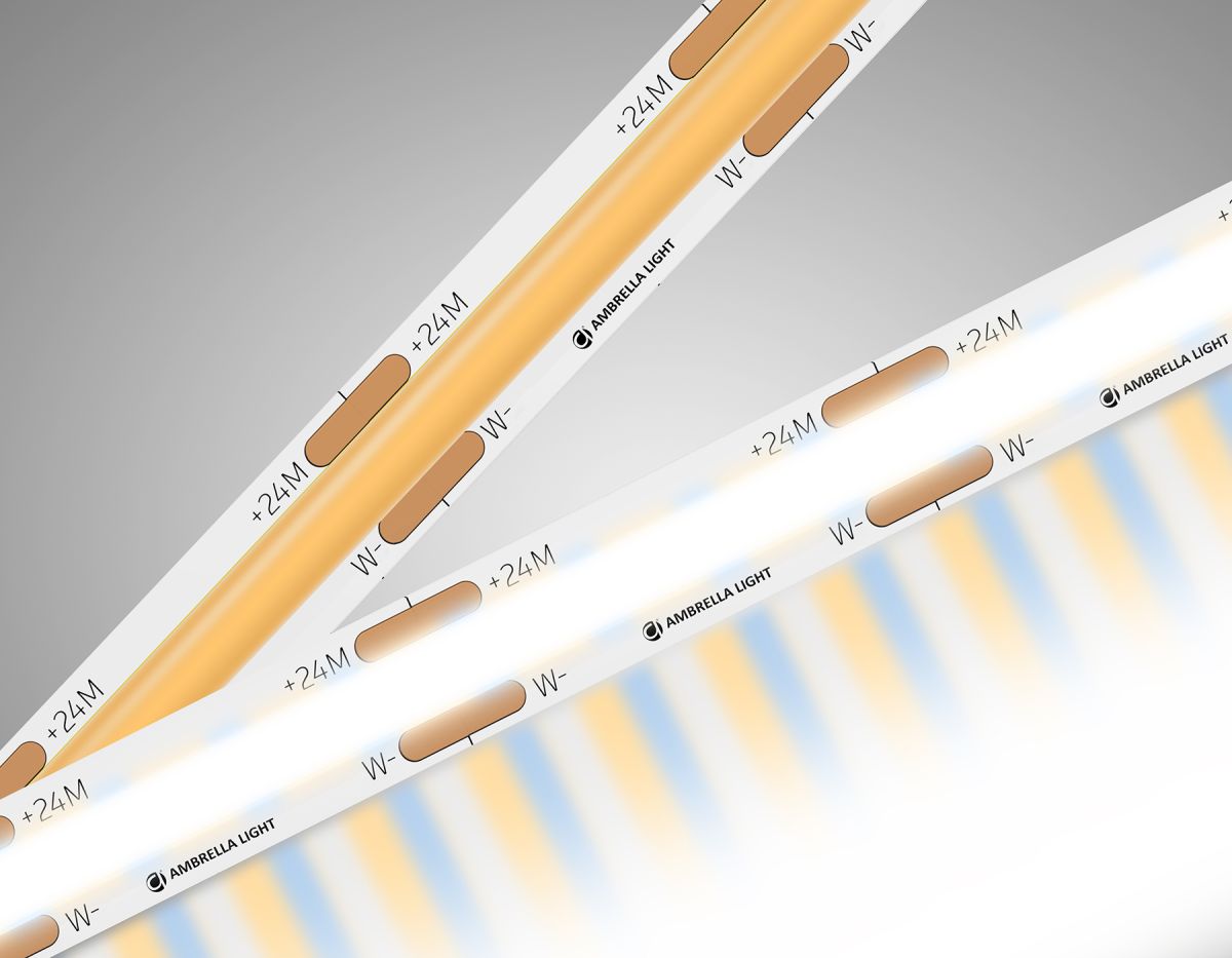 Светодиодная лента GS4901 COB 608Led/ 12W m/ 24V IP20 CCT 3000-6500K/ 5m*8mm*2.2mm кратность резки 2