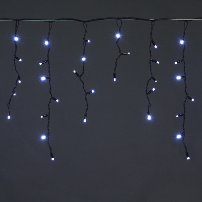A-057A "L" WT гирлянда светодиодная 5х0,6м 180LED в виде "бахрома" , провод черный, морозостойкая