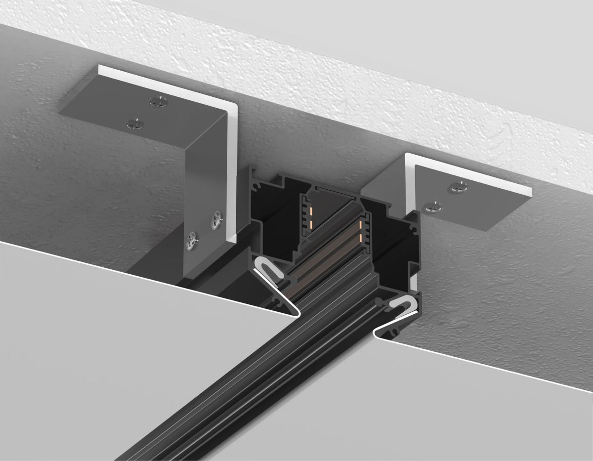 Шинопровод для монтажа в натяжной ПВХ потолок системы крепления гарпун Magnetic Standard 48V 20mm GL