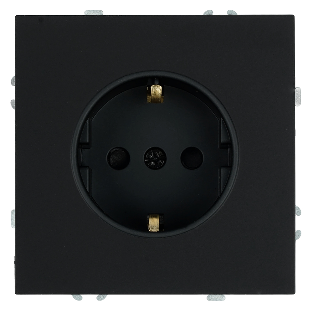 Розетка 1-местная с з/ш с/з (механизм), СЗК, 250В, 16А, серия Эмили, RST16-5110-05ZK, черный уголь, soft touch