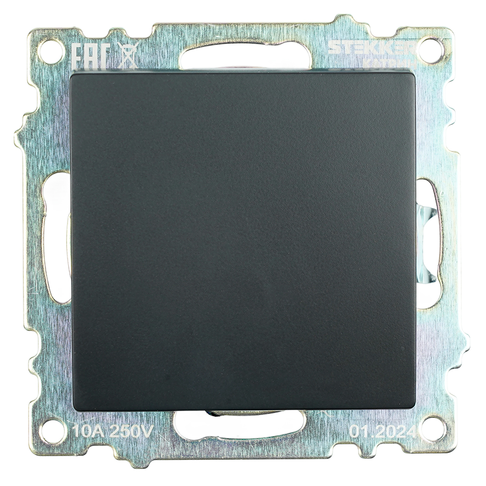 Выключатель 1-клавишный (механизм) 250В, 10А, серия Катрин, GLS10-7103-05, черный