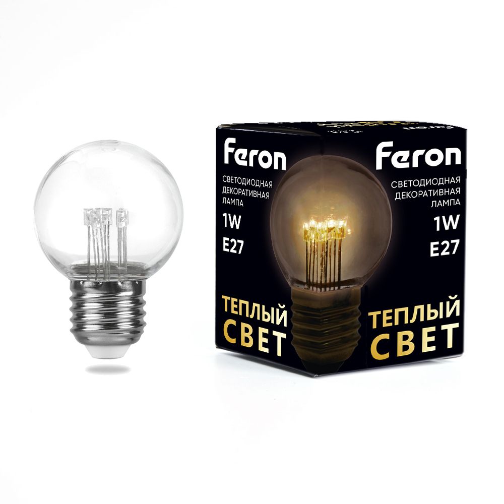 Лампа светодиодная, (1W) 230V : E27 2700K G45 прозрачая, LB-378