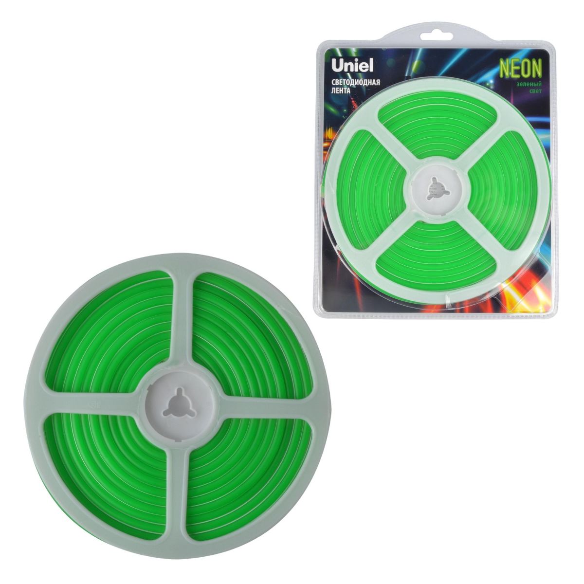 ULS-N01-2835-120LED/m-6mm-IP67-DC12V-9W/m-5M-GREEN Гибкая светодиодная лента. NEON. Катушка 5м. в бл