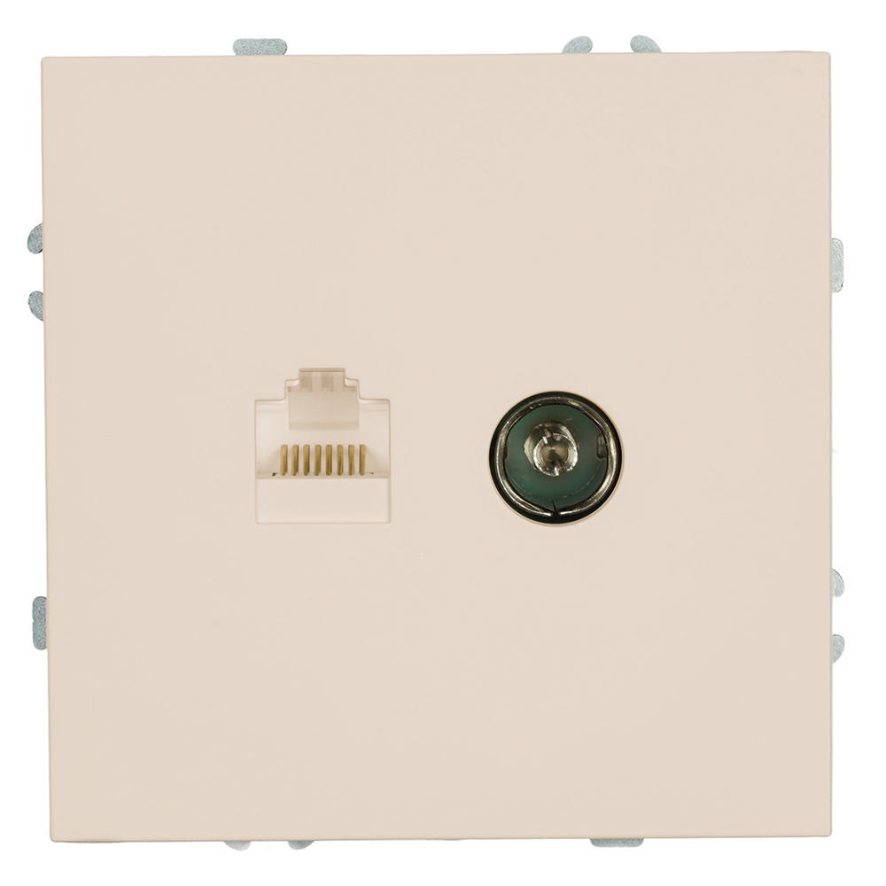 Розетка TV + компьютерная RJ-45 (механизм), серия Эмили, RST00-5106-08, кашемир, soft touch