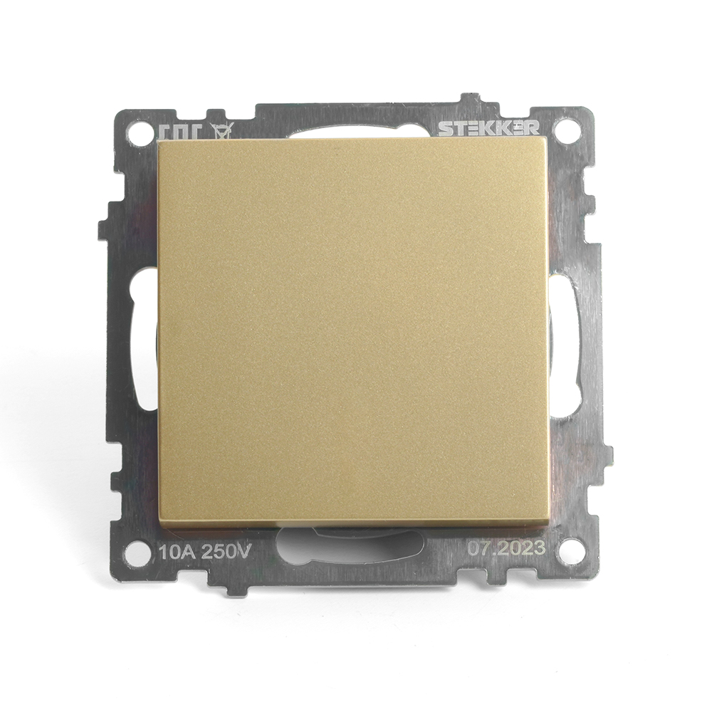 Выключатель 1-клавишный (механизм) 250В, 10А, серия Катрин, золото, GLS10-7103-08