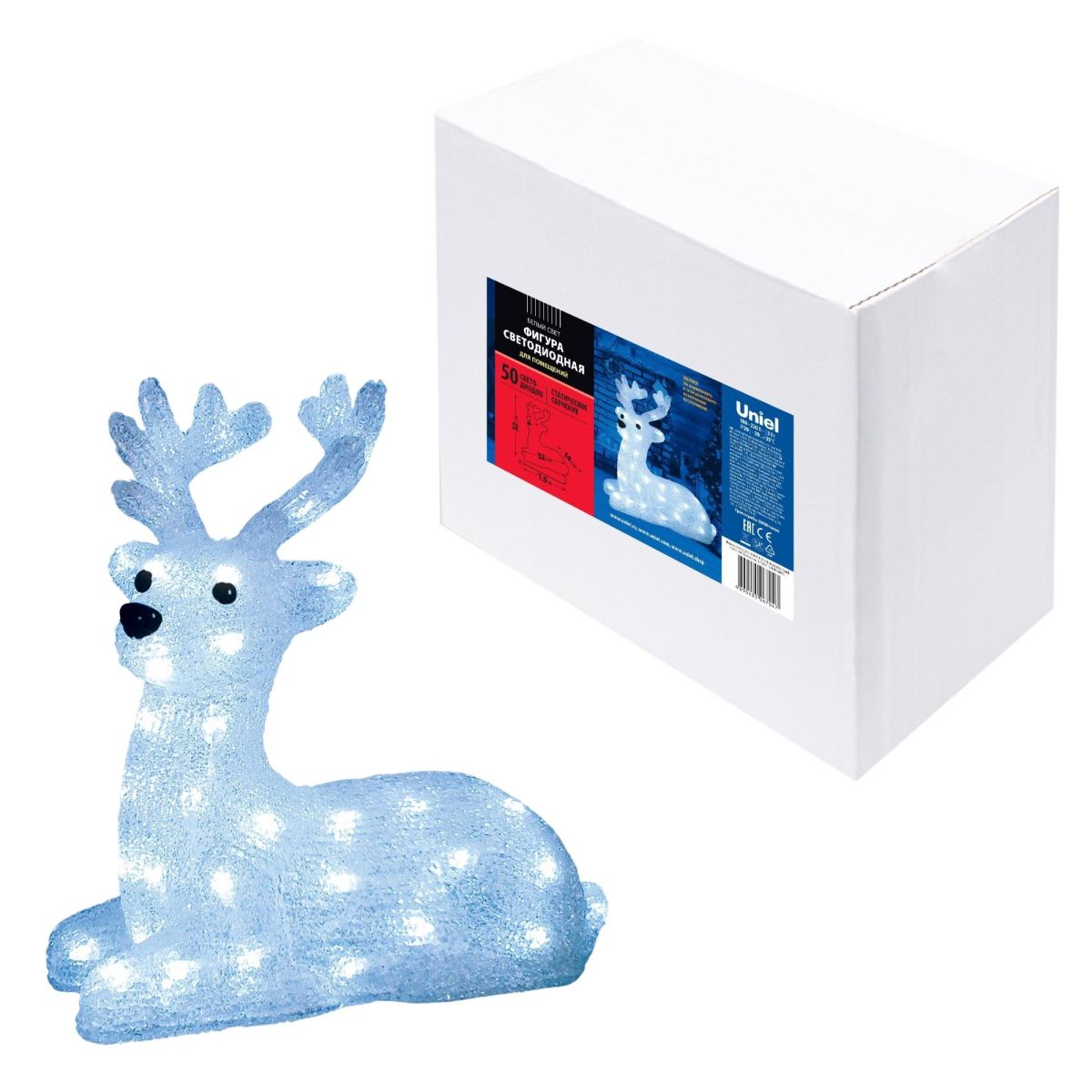 ULD-M3133-050/STA WHITE IP20 LYING FAWN Фигура светодиодная «Лежащий оленёнок», 50 светодиодов, 31*1