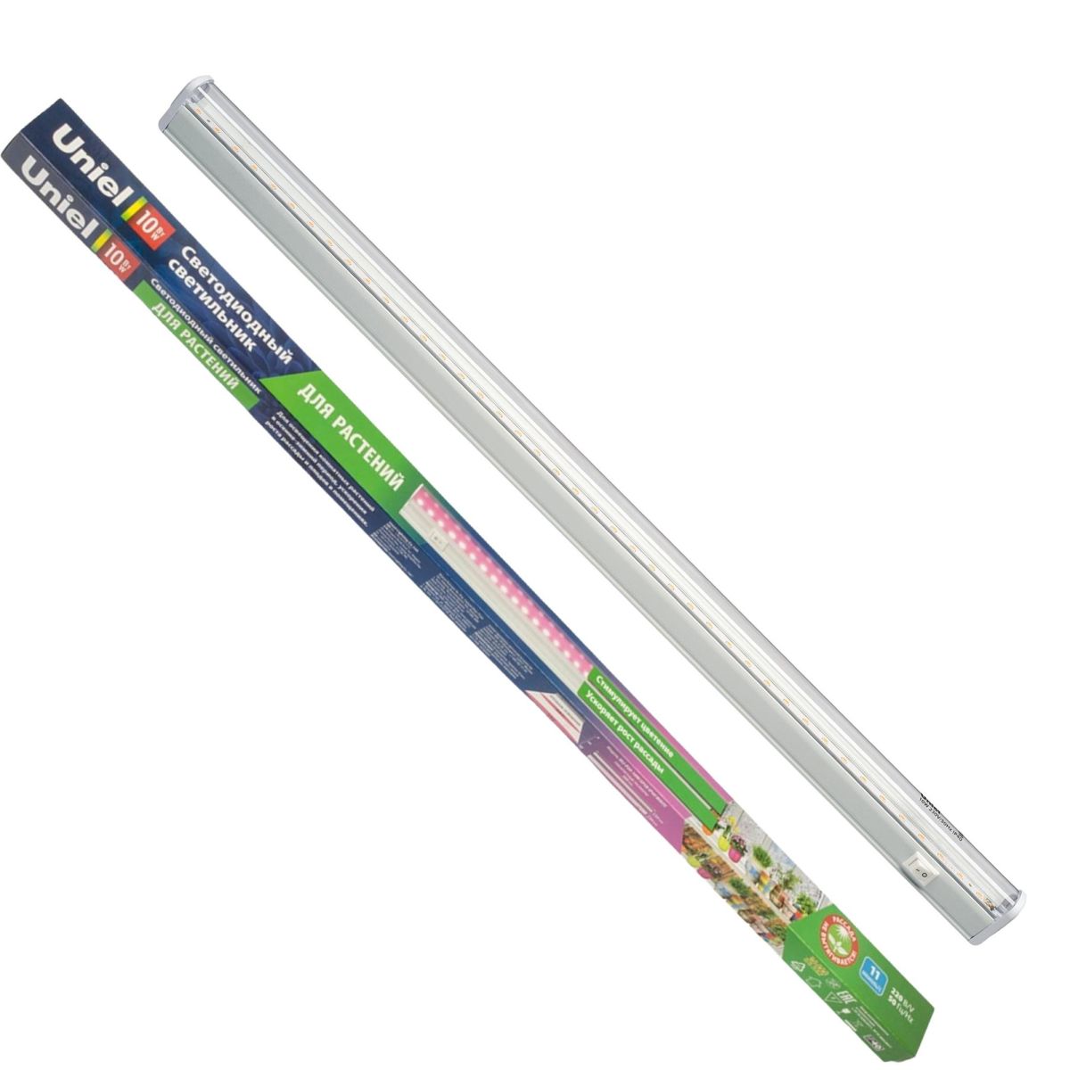 ULI-P20-10W/SPSB IP40 WHITE Светильник для растений светодиодный линейный, 550мм, выкл. на корпусе.