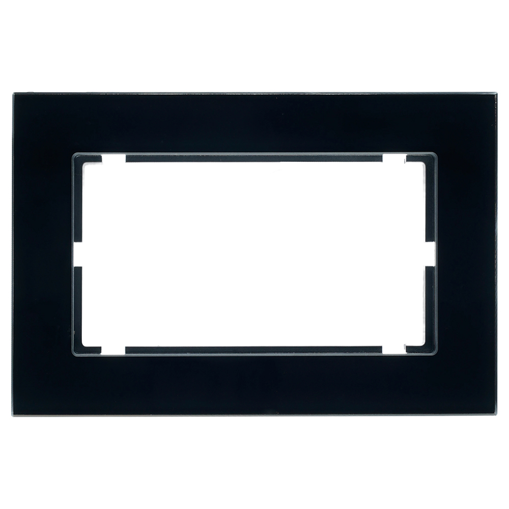 GFR00-7012-05М Рамка  2-местная (без перемычки), стекло, серия Катрин, черный матовый