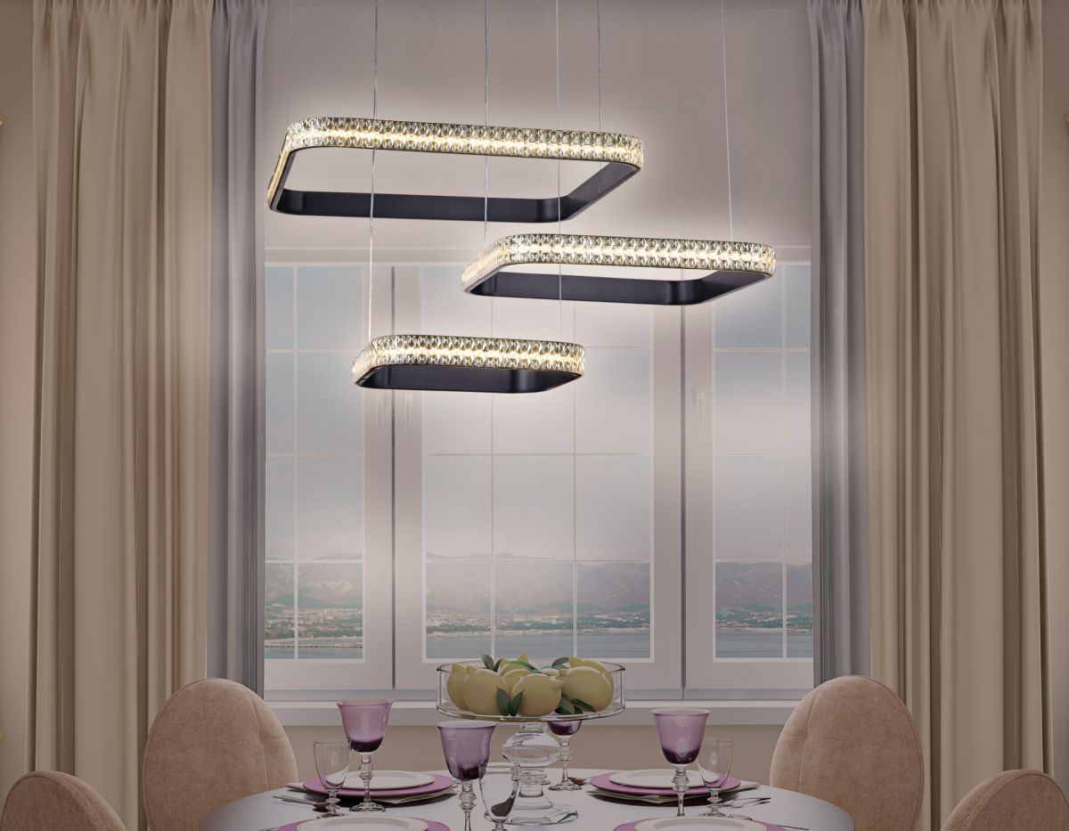 Потолочный светодиодный светильник с пультом FA6166 BK черный 131W 720*500*900 (ПДУ РАДИО 2.4)