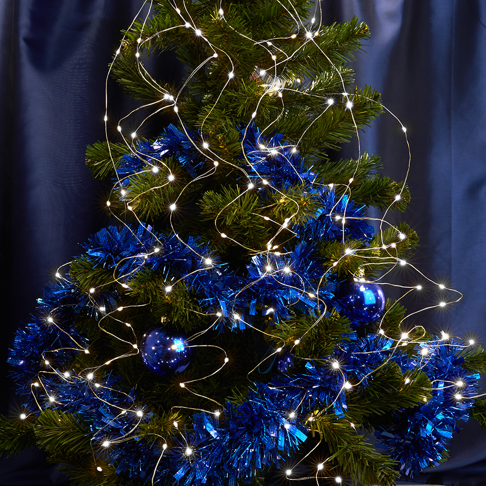 CL53 Гирлянда на елку, 200 LED белый, 10 веток* 20 лампочек, 2м + 1м шнур, IP20