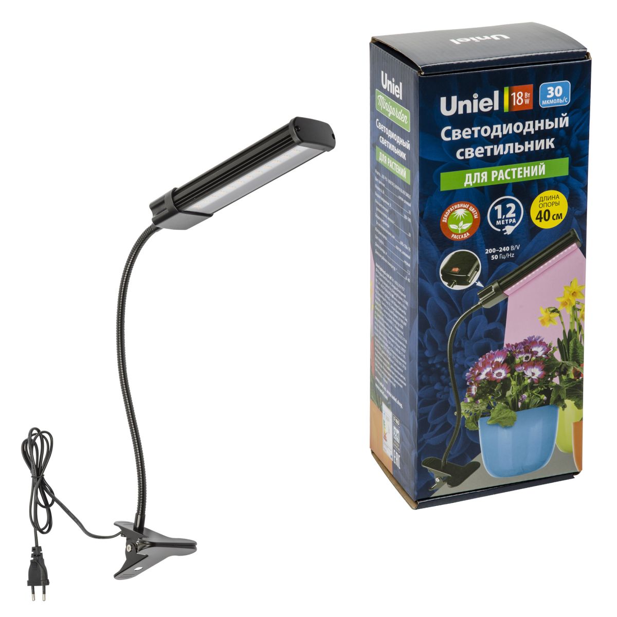 ULT-P31-18W/SPLE/40 IP40 BLACK SINGLE Светильник для растений светодиодный, на прищепке. Спектр для