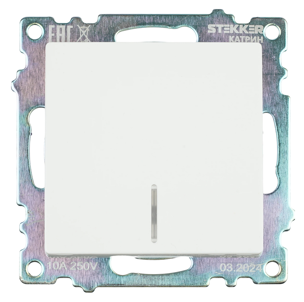 Выключатель электрический 1-клавишный c индикатором (механизм), серия Катрин, GLS10-7101-01, белый