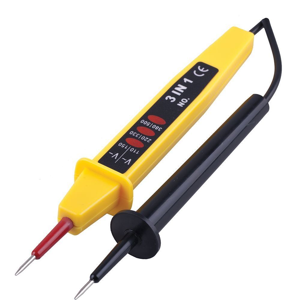 Тестер ступенчатой индикации напряжения контактный двухполюсной до 500V, желтый, TST500-2