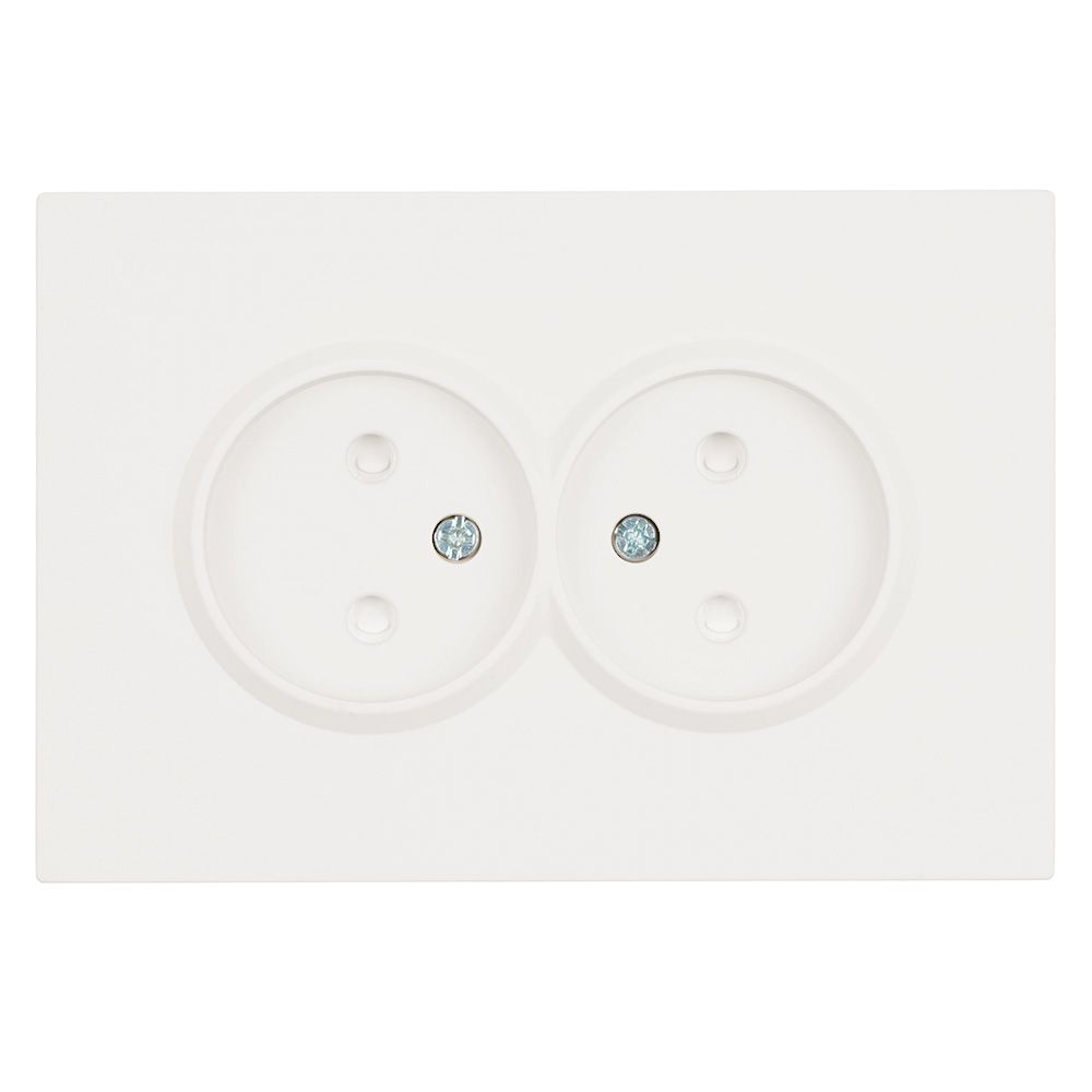 Розетка 2-местная с защитной шторкой б/з 250В, 16А, серия Эмили, RST16-5116-01, белый фарфор, soft touch