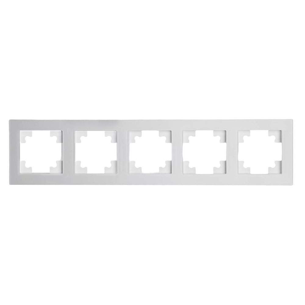 GFR00-7005-01M Рамка 5-местная, стекло, серия Катрин, белый матовый