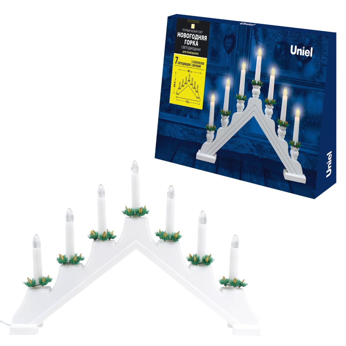 ULD-L7101-007/SWA WARM WHITE IP20 WHITE BRIDGE Фигура светодиодная «Новогодняя горка», 39,5х30,5см.