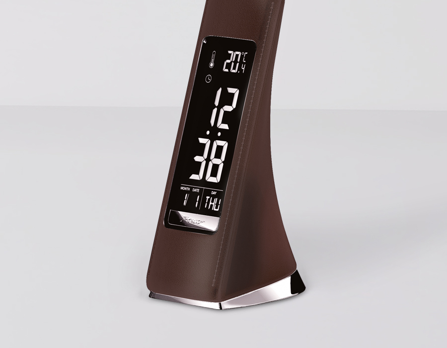 Светодиодная настольная лампа с дисплеем DE510 BR коричневый LED 3000-6400K 6W+LCD 2W