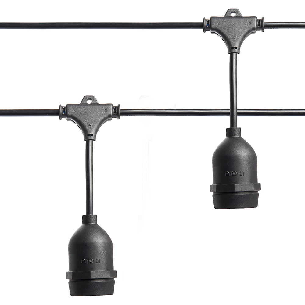Гирлянда 230V 50 E27 черный, шаг 50cm, IP 65, 25м +1,5м шнур,  CL50-25-1
