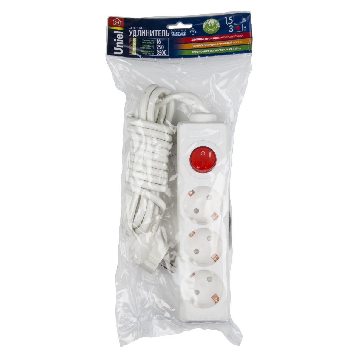 S-GCD3-3B Удлинитель Uniel серии Стандарт, с/з, 3 гн., шнур 3 м, выкл. S-GCD3-3B Удлинитель Uniel серии Стандарт, с/з, 3 гн., шнур 3 м, выкл.
