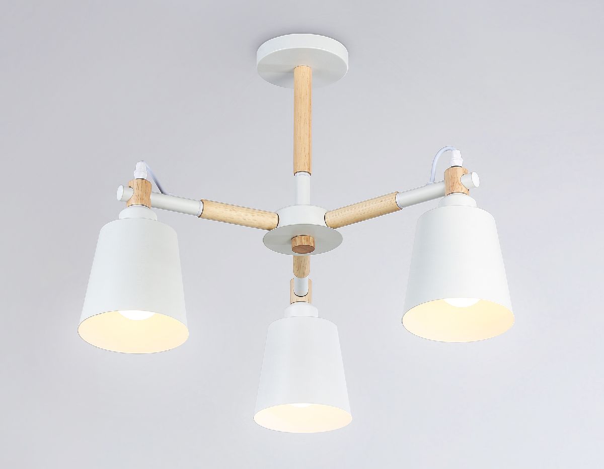 Подвесная люстра TR82204/3 WH/LWD белый/светлое дерево E27/3 max 40W D560*430