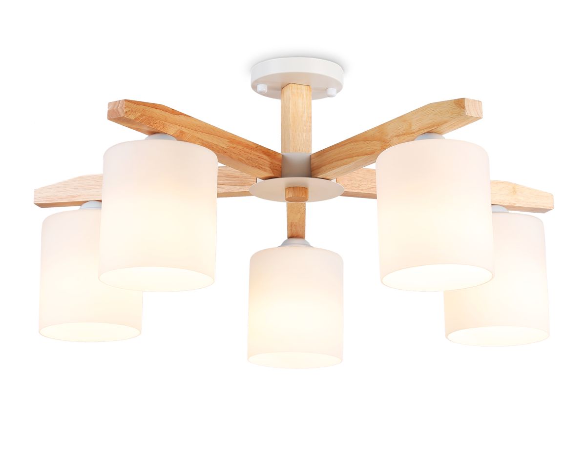 Подвесная люстра TR83113/5 WH/LW белый/светлое дерево E27/5 max 40W D700*325