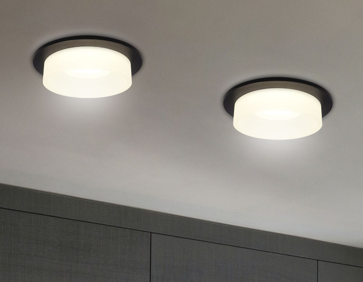 Встраиваемый точечный светильник с акрилом : TN1312 SBK/FR черный песок/белый матовый GU5.3 D98*45