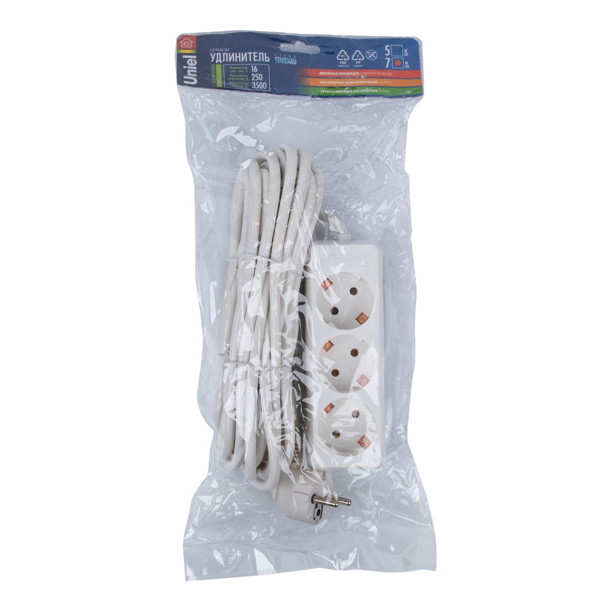 S-GCD3-7 Удлинитель Uniel серии Стандарт, с/з, 3 гн., шнур 7 м S-GCD3-7 Удлинитель Uniel серии Стандарт, с/з, 3 гн., шнур 7 м