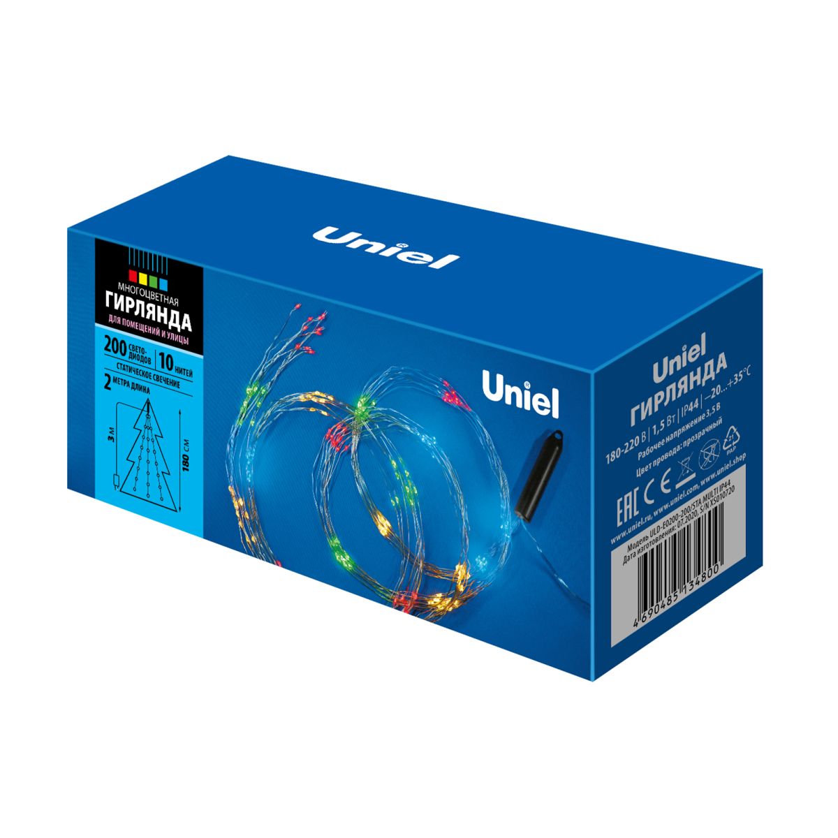 ULD-E0200-200/STA MULTI IP44 Гирлянда светодиодная «Лучи росы», 2м. 10 нитей. 200 светодиодов. Разно