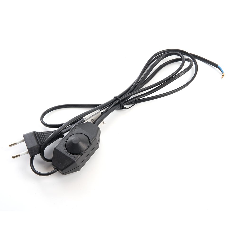 Сетевой шнур с диммером 230V 1,5+0,5м, черный, DM103-200W
