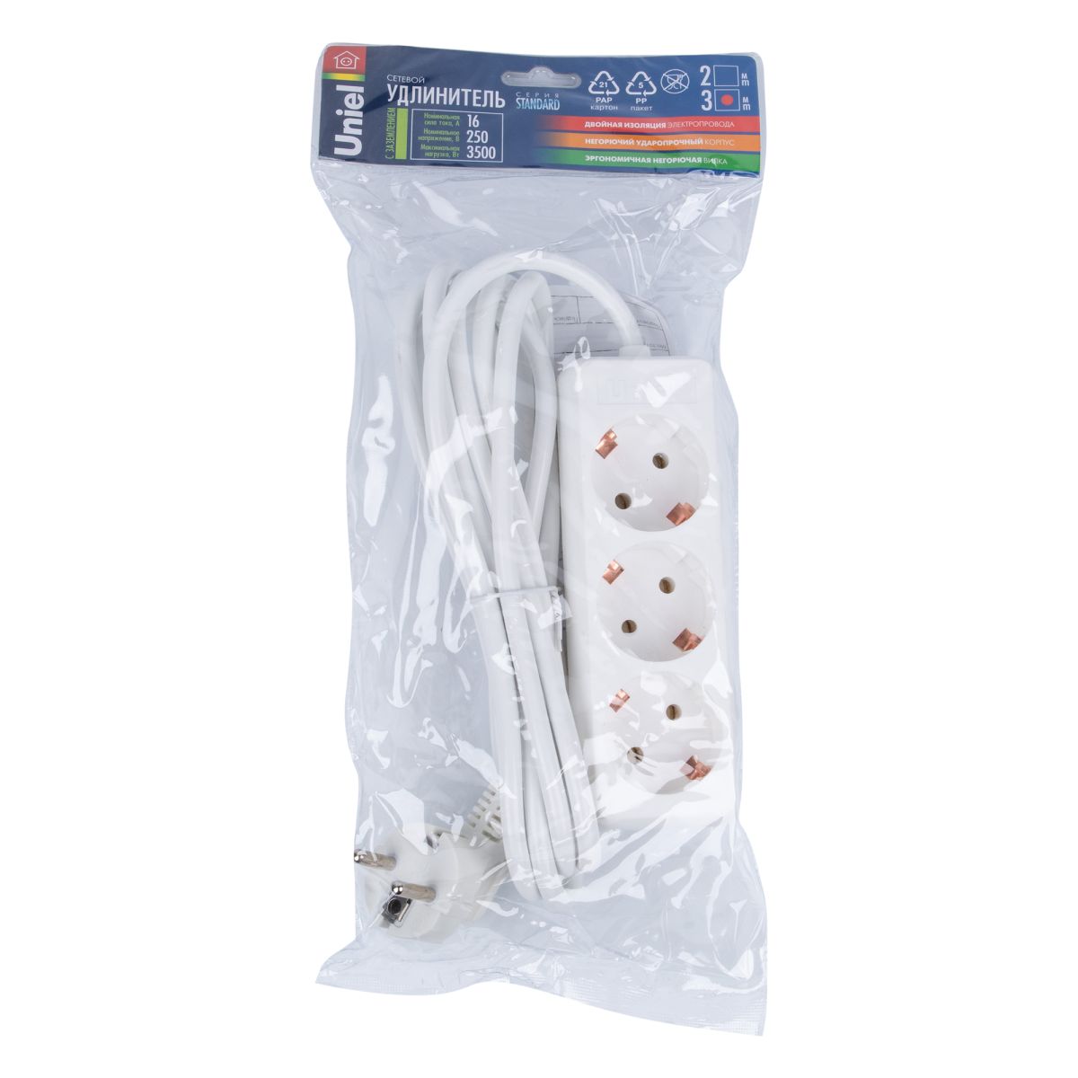 S-GCD3-3 Удлинитель Uniel серии Стандарт, с/з, 3 гн., шнур 3 м S-GCD3-3 Удлинитель Uniel серии Стандарт, с/з, 3 гн., шнур 3 м