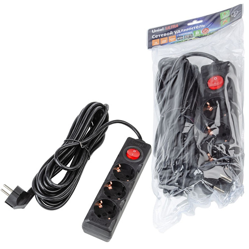 S-GCU3-7B BLACK Удлинитель серии Ultra, шнур 7м., 3 гнезда, 16A, с/з. Черный. TM Uniel S-GCU3-7B BLACK Удлинитель серии Ultra, шнур 7м., 3 гнезда, 16A, с/з. Черный. TM Uniel